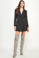 Back Open Black Blazer Dress